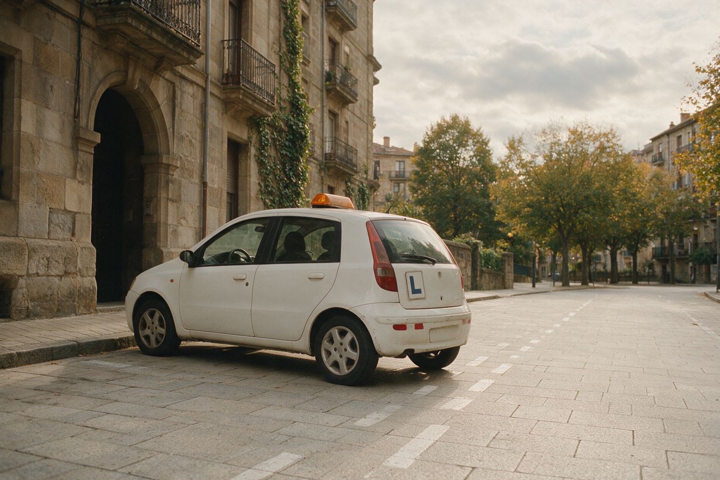 Coche de la autoescuela con la L